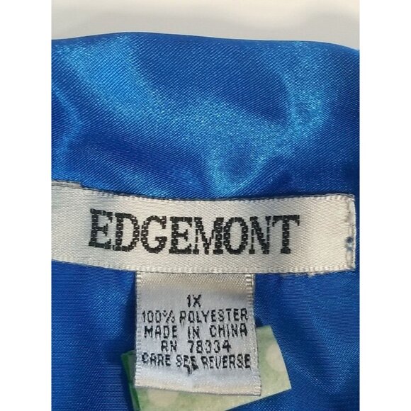 Edgemont Womens Satin Pajamas 1X Pants Top 2 Pc Lounge Set Blue Polyester - Picture 6 of 13